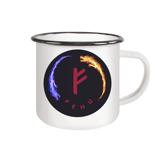 Fehu - Emaille Tasse (Black)