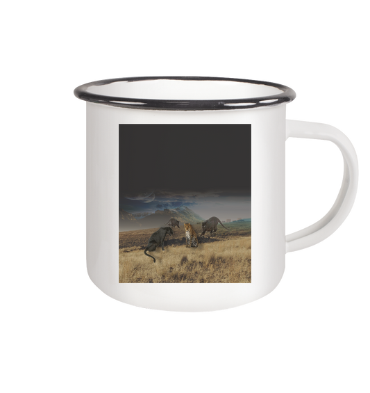 Ein Leopard kann ... - Emaille Tasse (Black)